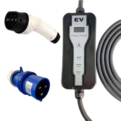 Coche eléctrico 32A Type2 EV Cargador Cable eléctrico Adaptador de enchufe Carga rápida Cargador portátil EV